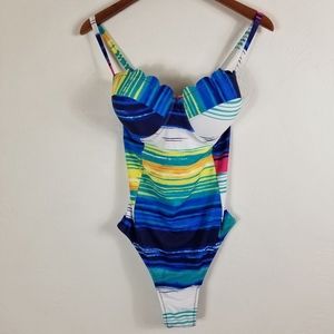 Cupshe multi color scallop one peace bathing suit